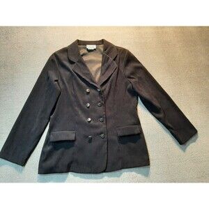 Isb Blazer Jacket Womens Size 14 P Petite Black Button Up Vintage Padded